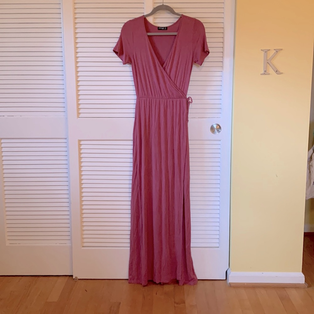 Popular Basics maxi dress faux wrap sz M